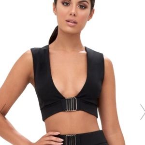 Pretty Little Thing black crop top, size 4